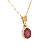 18 Karat Yellow Gold Pendant with an Oval Cut Pink Tourmaline of AAA H